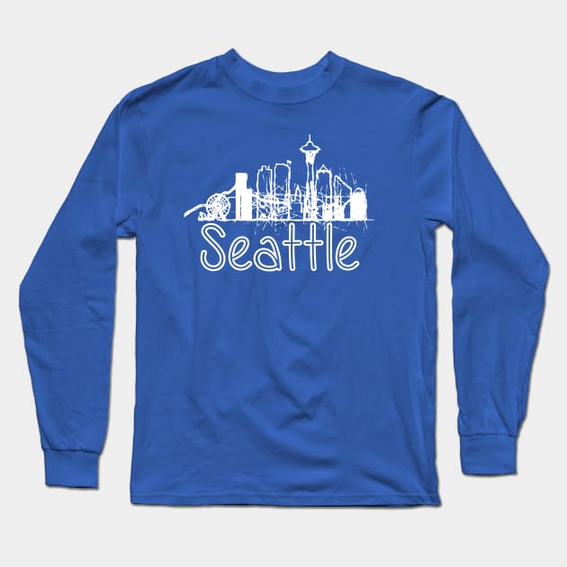 Seattle Sketch skyline Long Sleeve T-Shirt by DimDom